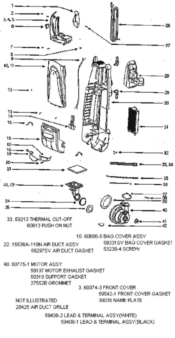 Eureka 5181AT Upright Vacuum Page B Diagram