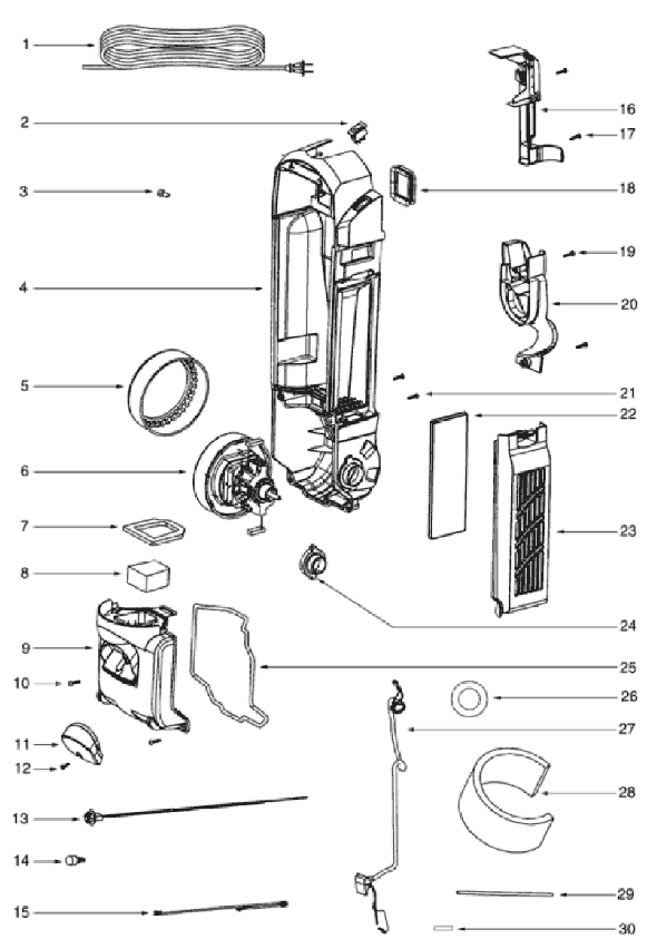 Eureka 5841AS Upright Vacuum Page B Diagram