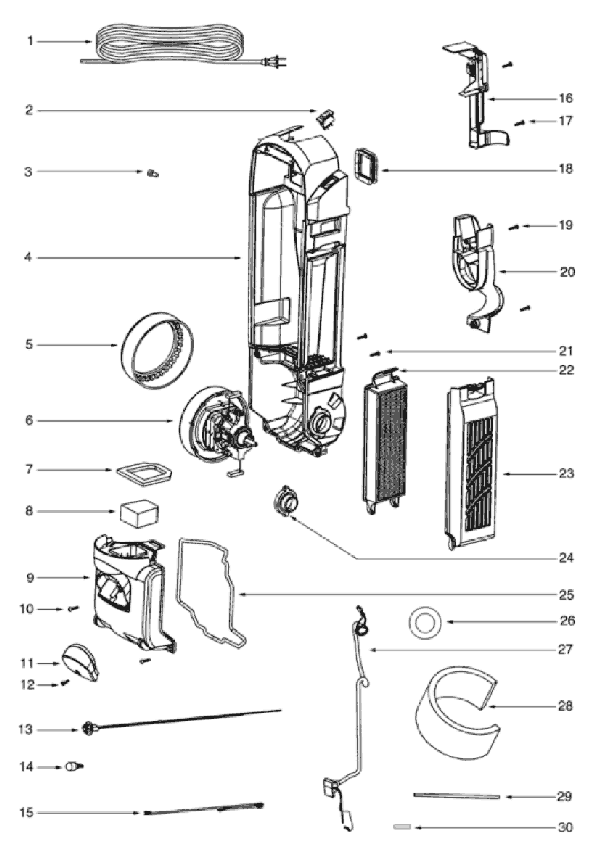 Eureka 5844AZ Upright Vacuum Page B Diagram