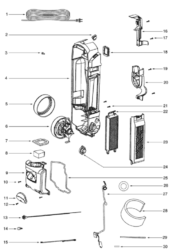 Eureka 5847AVX Upright Vacuum Page B Diagram