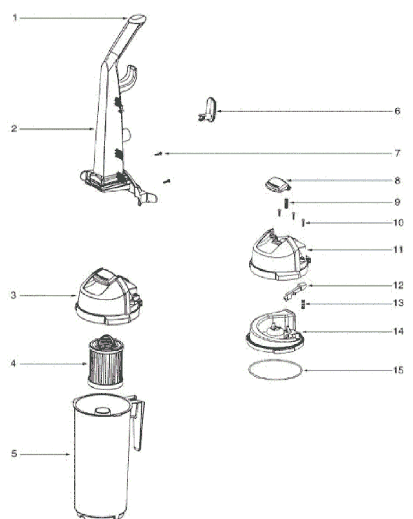 Eureka 5848AVZ Upright Vacuum Page B Diagram