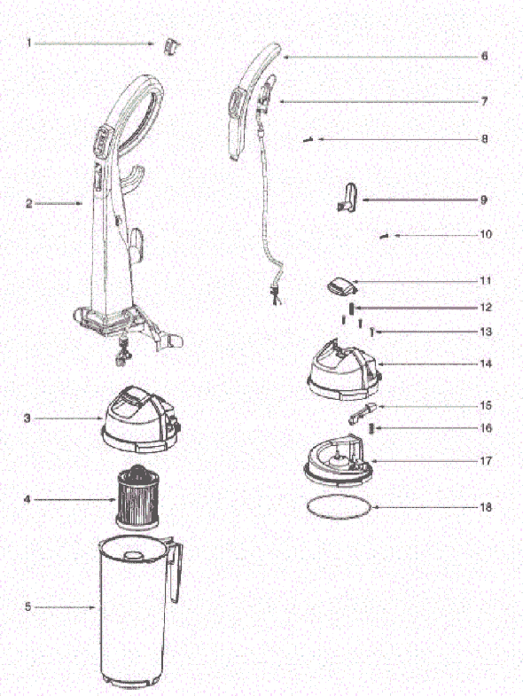 Eureka 5855AN Upright Vacuum Page C Diagram