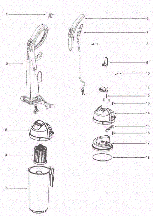 Eureka 5855BZ Upright Vacuum Page C Diagram