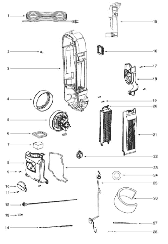 Eureka 5860AVZ Upright Vacuum Page D Diagram