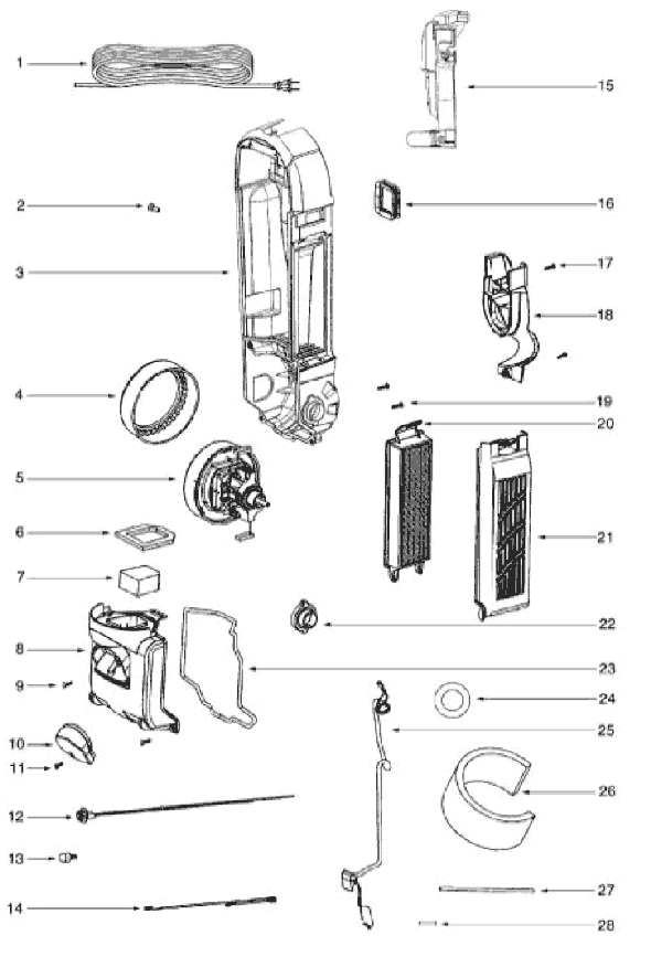 Eureka 5860BVZ Upright Vacuum Page D Diagram