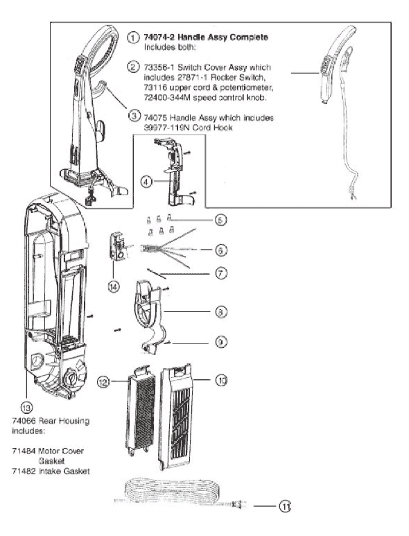 Eureka 5902BVZ Upright Vacuum Page D Diagram