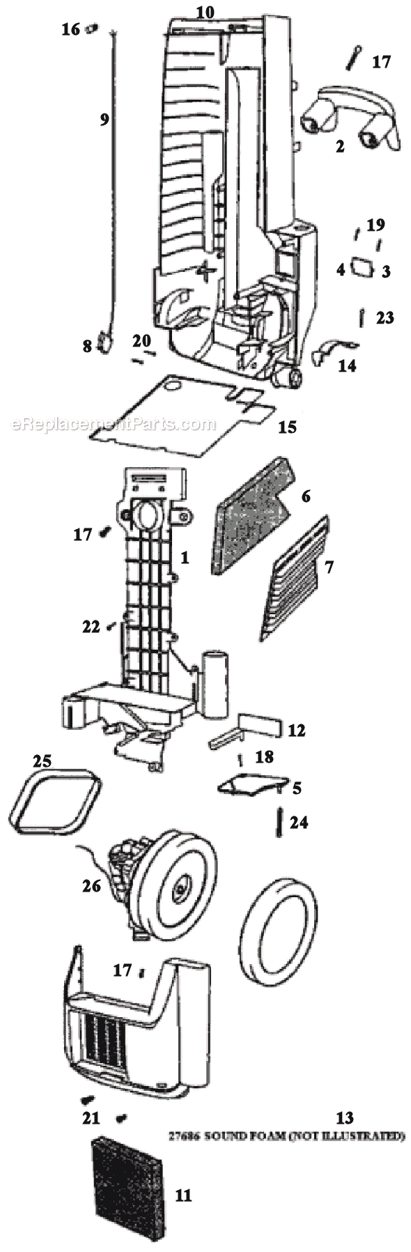 Eureka 6425AT Upright Vacuum Page B Diagram