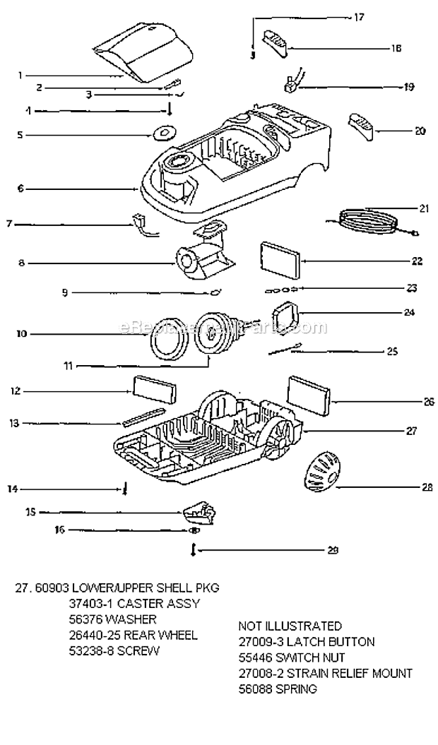 Eureka 6810D-1 Aero Powerteam Canister Vacuum Page B Diagram