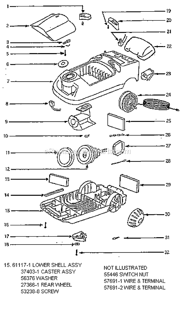 Eureka 6892B-1 Aero World Canister Vacuum Page B Diagram