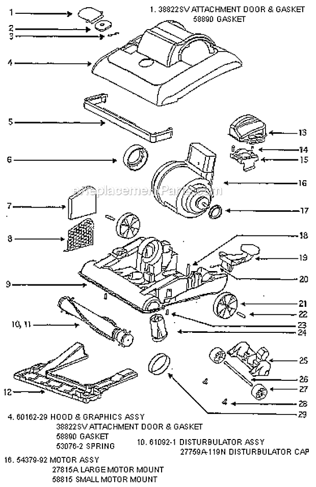 Eureka 7676AT Bravo Upright Vacuum Page B Diagram