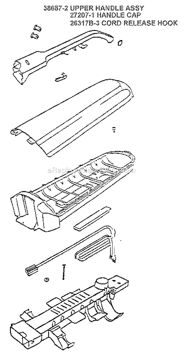 Eureka 7677BTX Bravo Upright Vacuum Page D Diagram