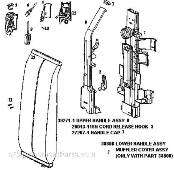 Eureka 7735AT Upright Vacuum Page B Diagram