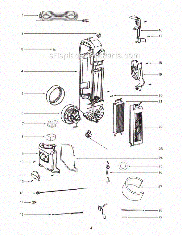 Eureka C5712A Commercial Upright Vacuum Page D Diagram