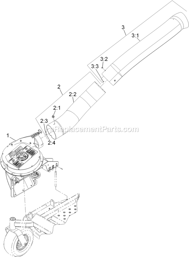 eXmark 116-3000 (312000000-312999999)(2012) Ultra Vac E-Series Blower And Tubes Assembly Diagram