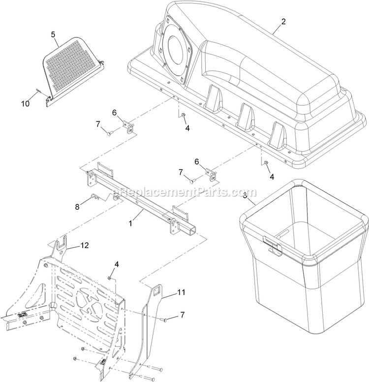 eXmark 116-5000 (316000000-399999999)(2016) Pioneer Bagger Hood And Mounting Assembly Diagram
