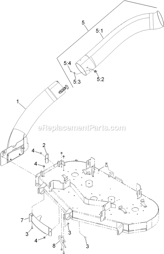 eXmark 116-5000 (316000000-399999999)(2016) Pioneer Bagger Tube And Baffle Assembly Diagram