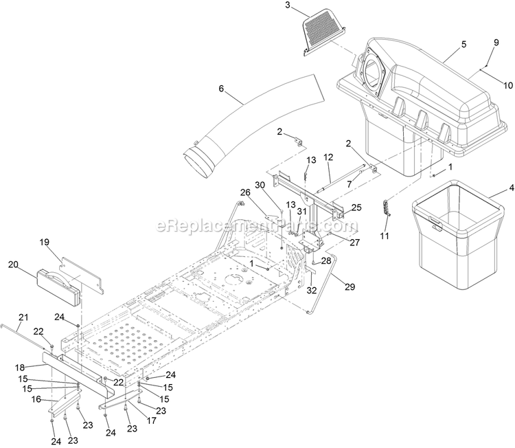 eXmark 126-7510 (406294345-408644345)(2020) 50in Bagger Bagger Assembly Diagram