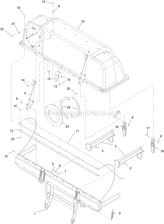 eXmark 126-8680 (406294345-408644345)(2020) Lazer Z Diesel Ultravac Hood And Frame Assembly Diagram