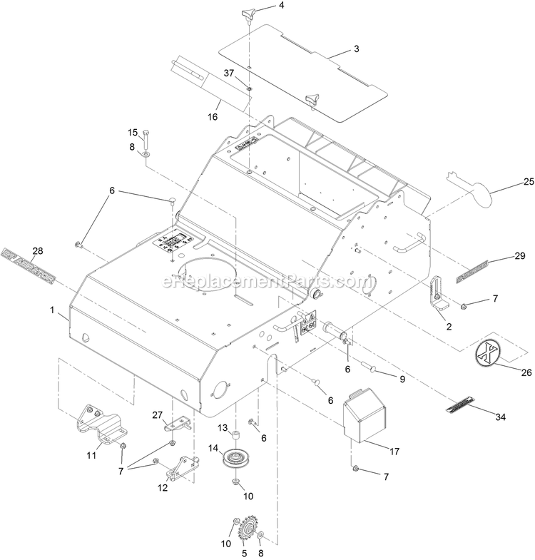 eXmark ARS180CKA21000 (406294345-999999999)(2020) 21 Inch Walk-Behind Aerator Frame Assembly Diagram