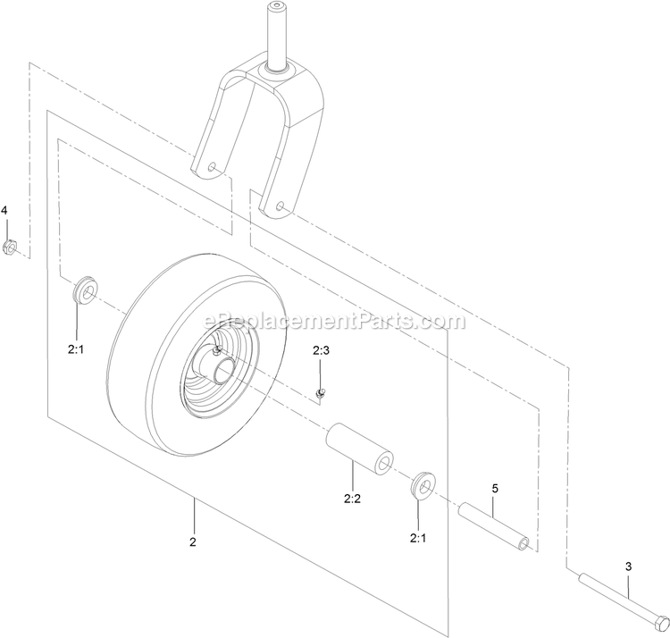 eXmark ARX440CKC24000 (404314159-406294344)(2019) Stand-On Aerator Caster Wheel Assembly Diagram