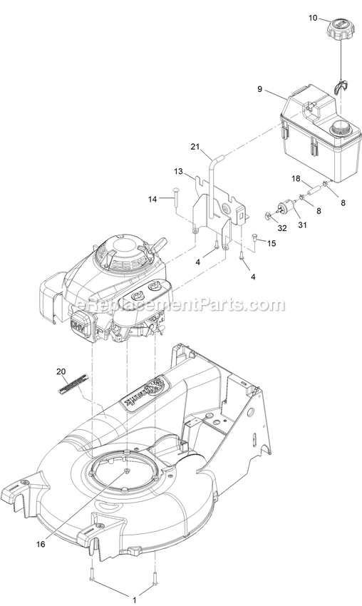 eXmark ECX160CHN21000 (408644346-411294211)(2021) Commercial 21 Engine Assembly Diagram