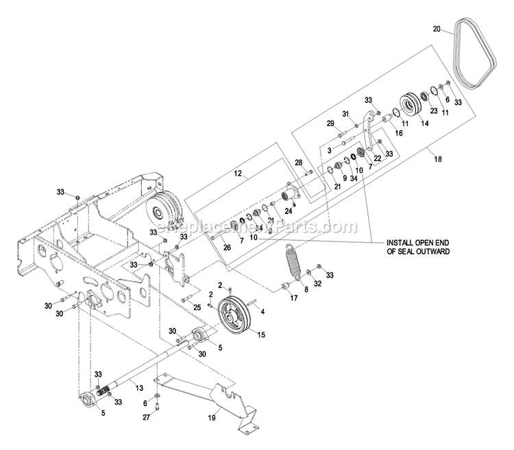eXmark FR20KC (600000-669999)(2006) Front Runner Air Cooled Pto Drive Group Diagram