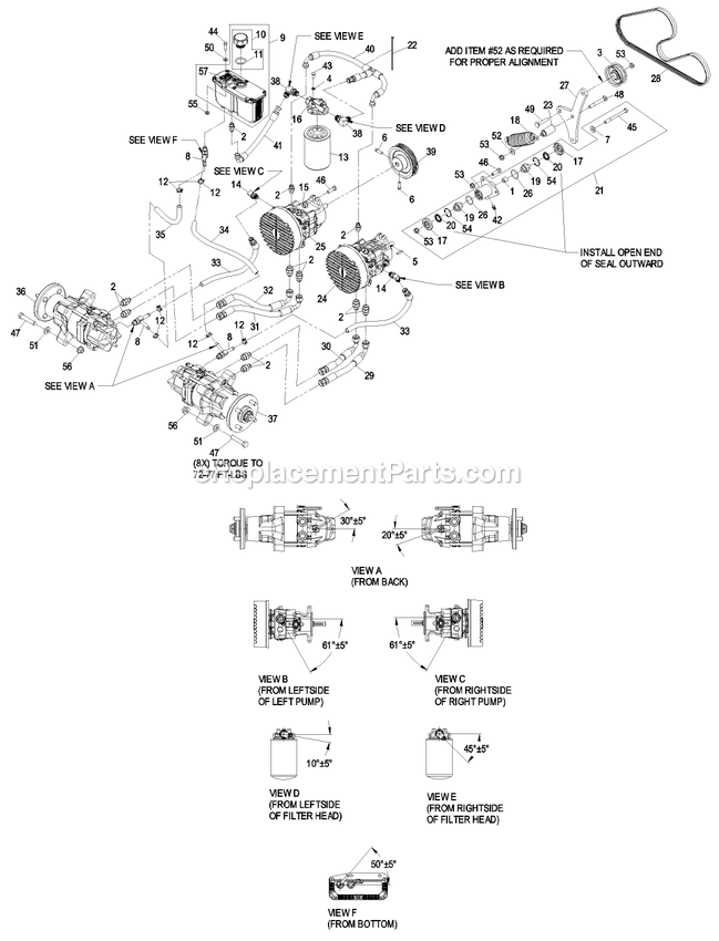 eXmark FR25KD (720000-789999)(2008) Front Runner Diesel Hydraulic Group Diagram