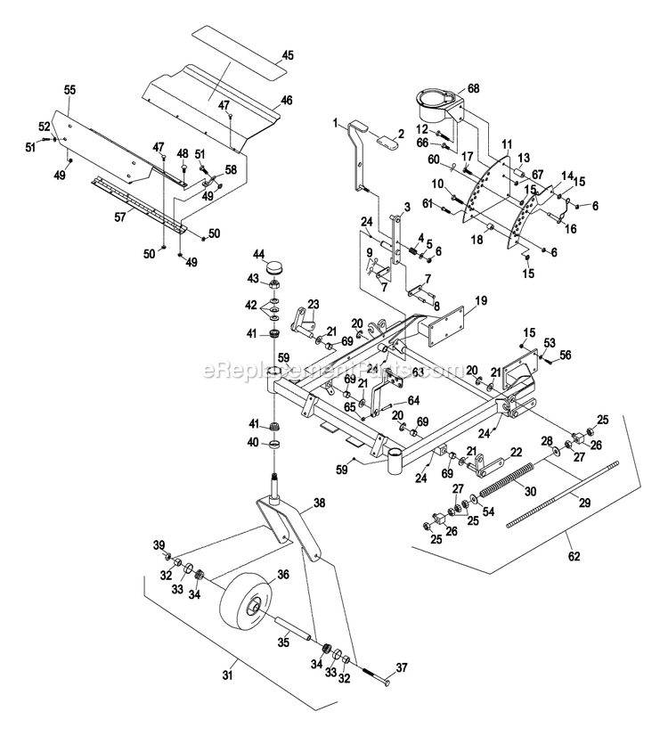 eXmark LHP4417KA (320000-369999)(2002) Lazer Z Hp Front Frame Group Diagram
