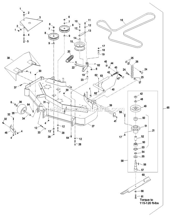 eXmark LHP4418KC (260000-319999)(2001) Lazer Z Hp Deck Group (1) Diagram