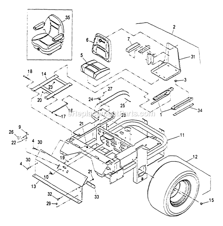 eXmark LZ22LKA523 (220000-251999)(2000) Lazer Z Main Frame Group Diagram