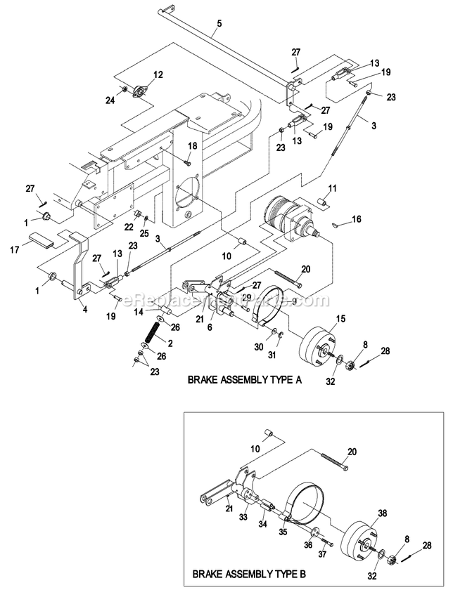 eXmark LZ23KA604 (260000-319999)(2001) Lazer Z Park Brake Group Diagram