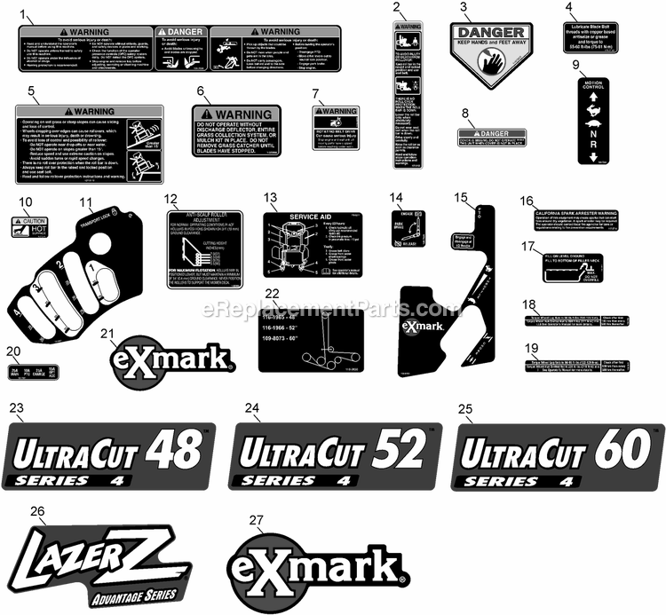 eXmark LZA20KAX484 (850000-919999)(2010) Next Lazer Z Advantage Series Decal Group Diagram