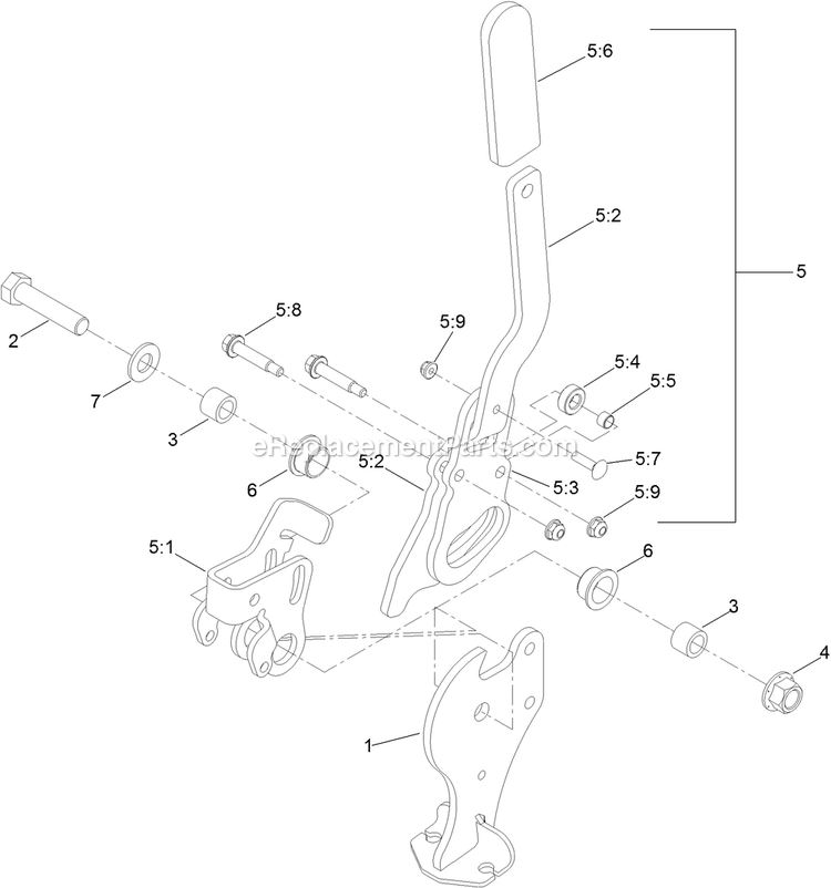 eXmark LZE600KA484 (312000000-312999999)(2012) Lazer Z E-Series Parking Brake Handle Assembly Diagram