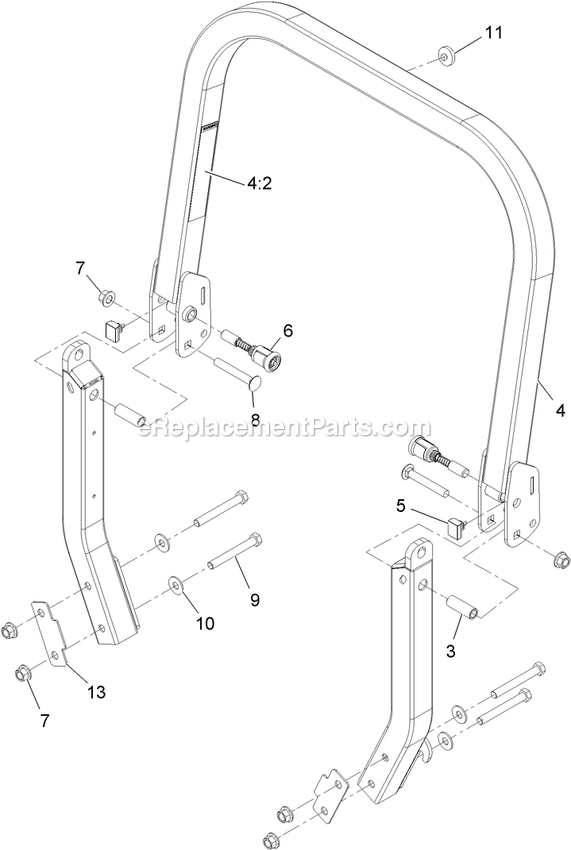 eXmark LZE600KA484 (312000000-312999999)(2012) Lazer Z E-Series Roll-Over Protection System Assembly Diagram