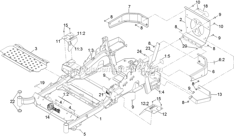 eXmark LZE651GKA484A2 (400000000-402082299)(2017) Lazer Z E-Series Main Frame Assembly Diagram