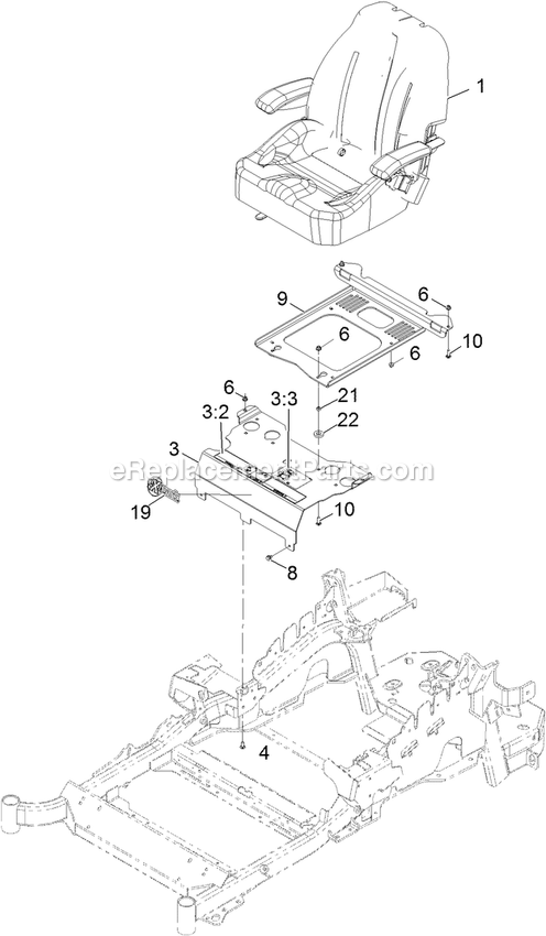 eXmark LZE730KA604 (314000000-314999999)(2014) Lazer Z E-Series Seat Assembly Diagram