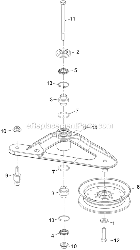 eXmark LZE730KA604 (314000000-314999999)(2014) Lazer Z E-Series Deck Idler Assembly Diagram