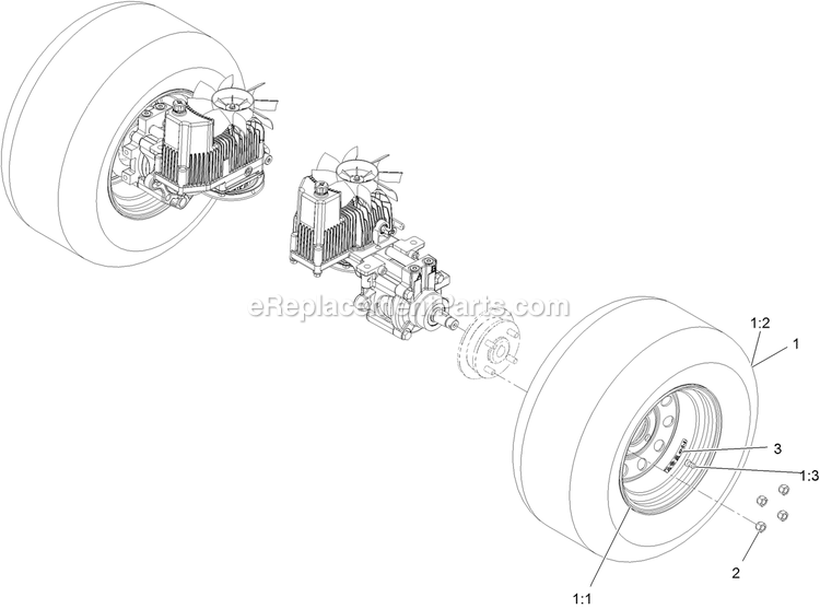eXmark LZE742GKC60400 (315000000-315999999)(2015) Lazer Z E-Series Rear Wheel Assembly Diagram