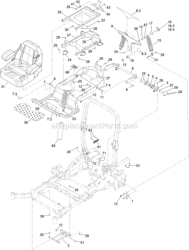 eXmark LZE742GKC604C1 (400000000-402082299)(2017) Lazer Z E-Series Seat Assembly Diagram
