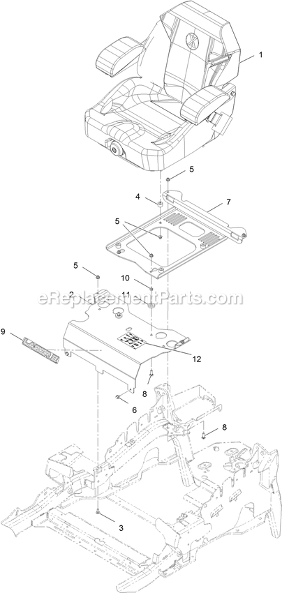 eXmark LZE751GKA604A1 (406294345-408644345)(2020) Lazer Z E-Series Seat Assembly (1) Diagram