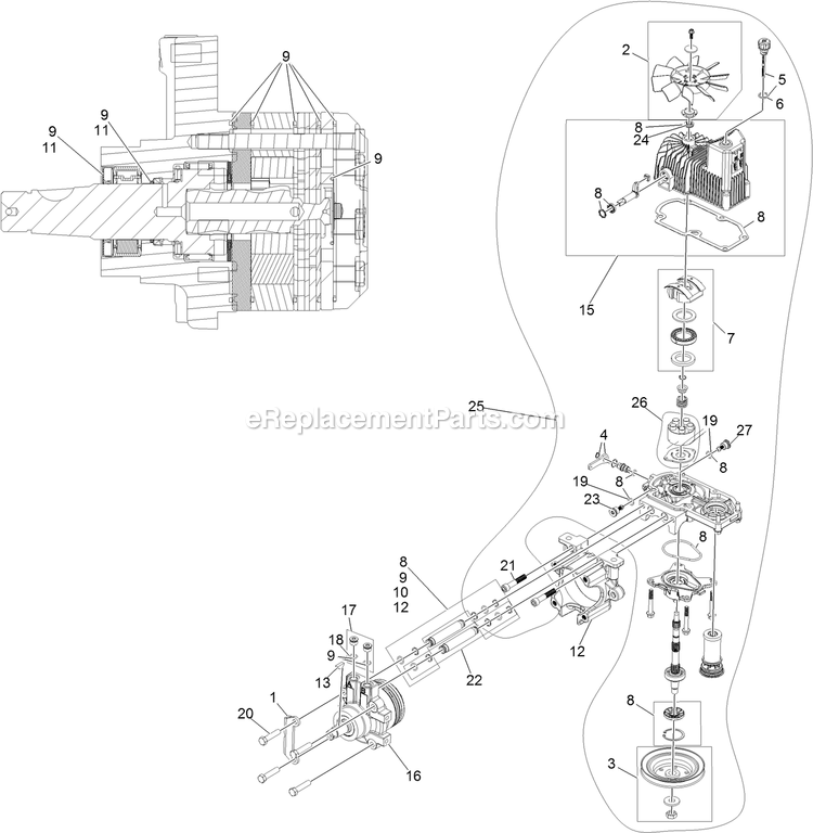 eXmark LZE751GKA604A1 (408644346-999999999)(2021) Lazer Z E-Series Rh Hydro Assembly Diagram