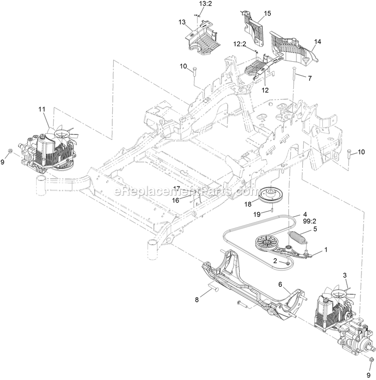eXmark LZE751GKA604C1 (402082300-404314158)(2018) Lazer Z E-Series Hydraulic Assembly Diagram