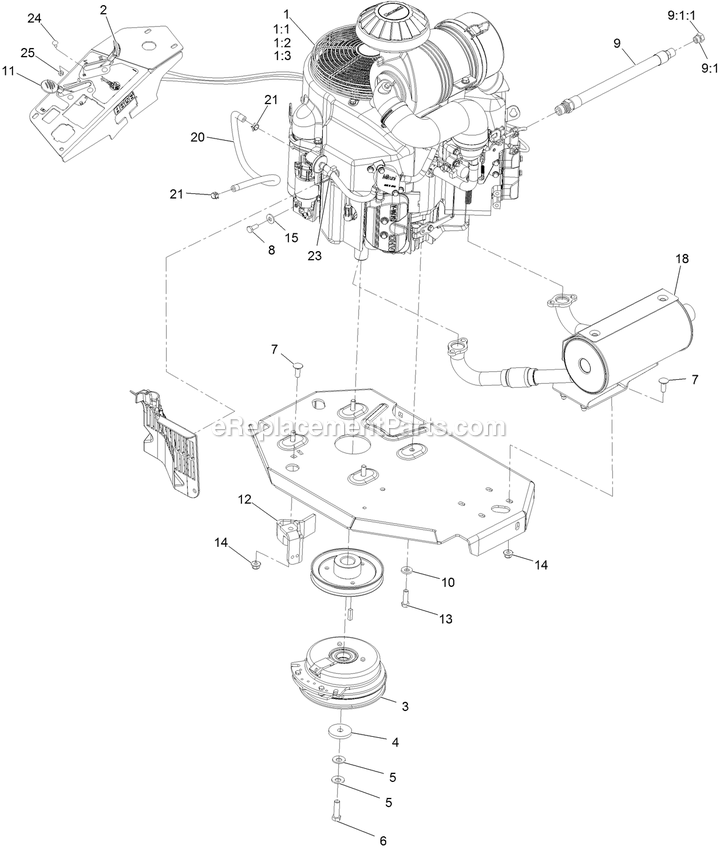 eXmark LZE801GKA724A1 (408644346-999999999)(2021) Lazer Z E-Series Engine Assembly Diagram