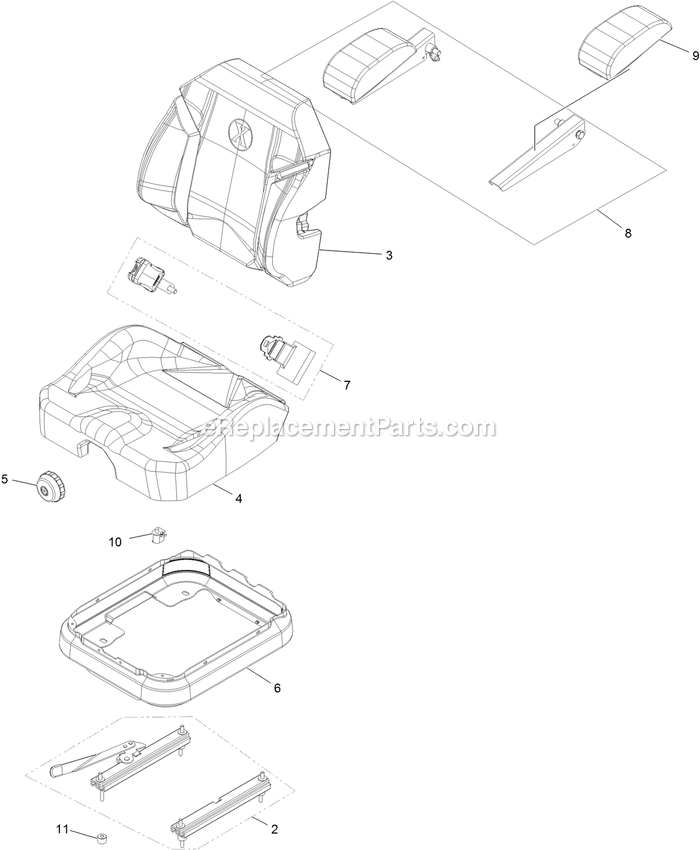 eXmark LZS651CKA484A2 (315000000-315999999)(2015) Lazer Z S-Series Seat With Tracks Assembly Diagram