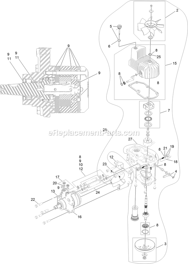 eXmark LZS651CKA484A2 (404314159-407114159)(2019) Lazer Z S-Series Lh Hydro Assembly Diagram