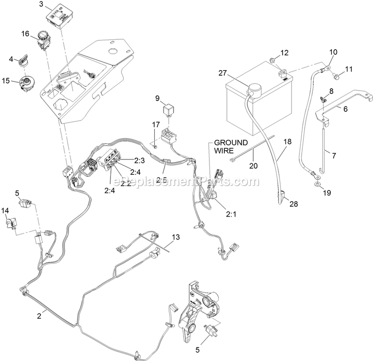 eXmark LZS740KC604CA (312000000-312999999)(2012) Lazer Z S-Series Electrical Assembly Diagram