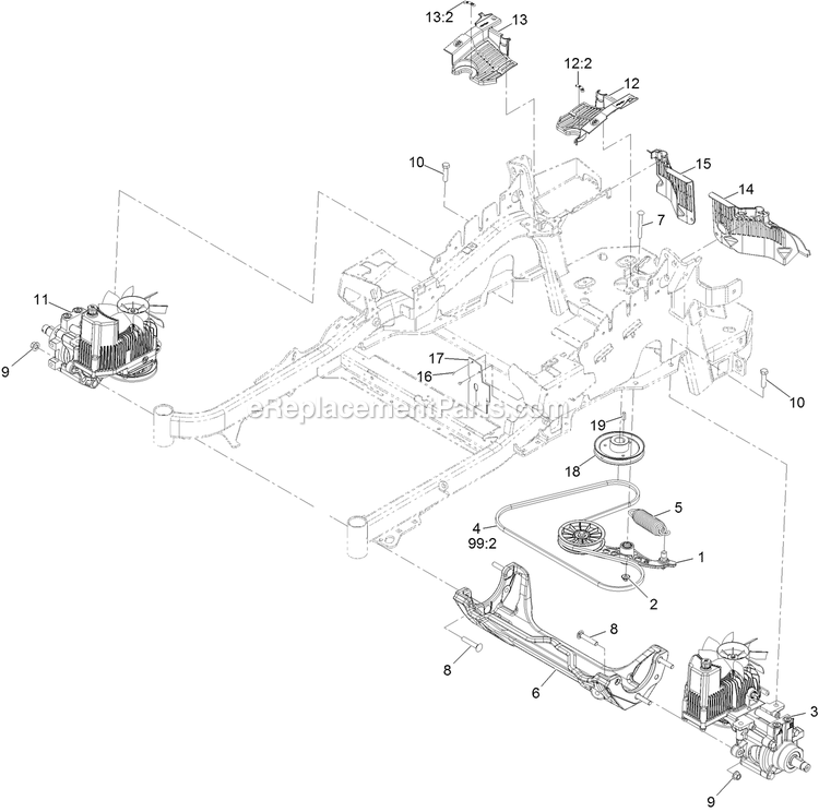 eXmark LZS740PKC52400 (402082300-404314158)(2018) Lazer Z Propane Hydraulic Assembly Diagram