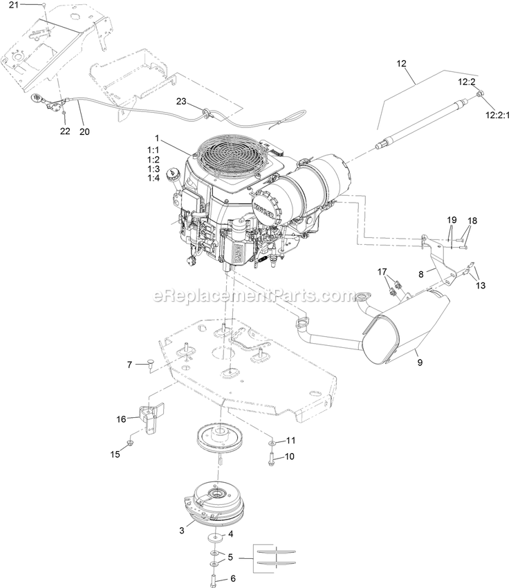 eXmark LZS740PKC52400 (402082300-404314158)(2018) Lazer Z Propane Engine Assembly Diagram