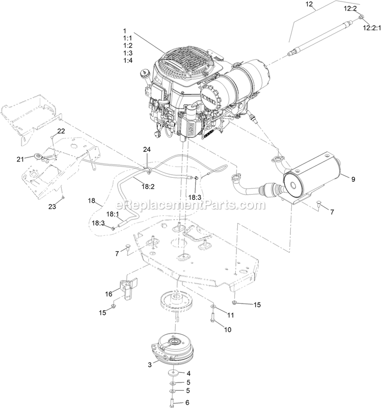 eXmark LZS749AKC604A1 (411294212-999999999)(2022) Lazer Z S-Series Engine Assembly Diagram