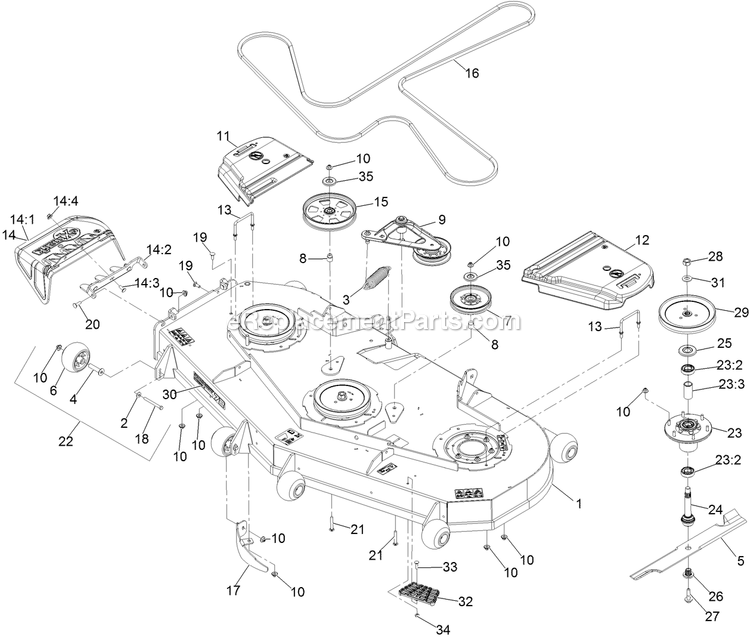 eXmark LZS749AKC724A1 (411294212-999999999)(2022) Lazer Z S-Series Deck Assembly Diagram